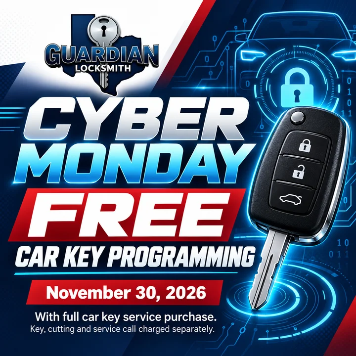 Guardian Locksmith Cyber Monday promotional graphic for November 30, 2026