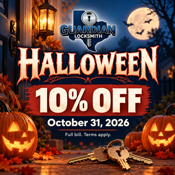 Guardian Locksmith Halloween promotional graphic for October 31, 2026