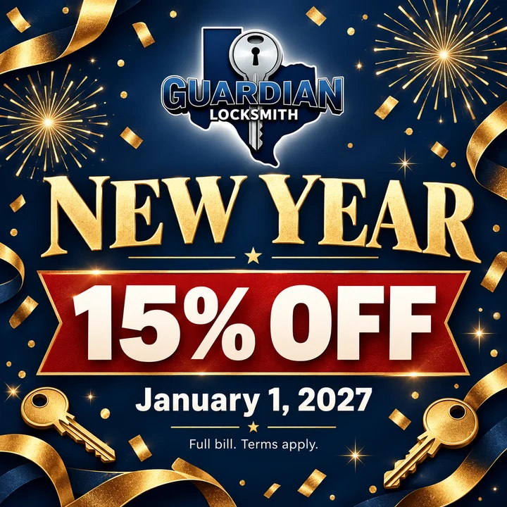Guardian Locksmith New Year promotional graphic for January 1, 2027